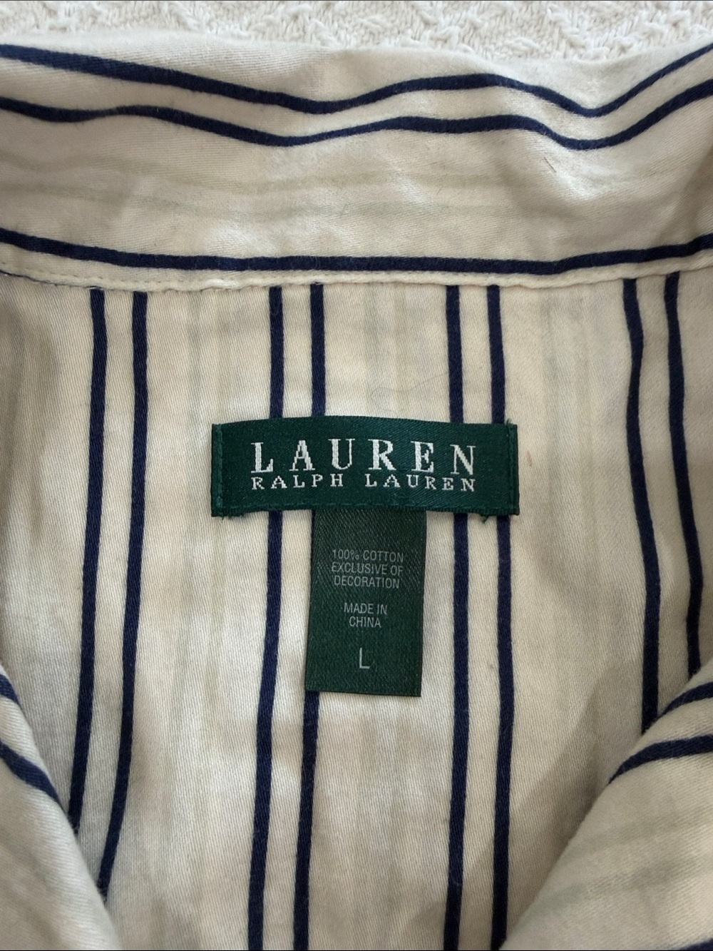 Ralph Lauren Cream and Navy Striped Pajama Set - Picture 6 of 9